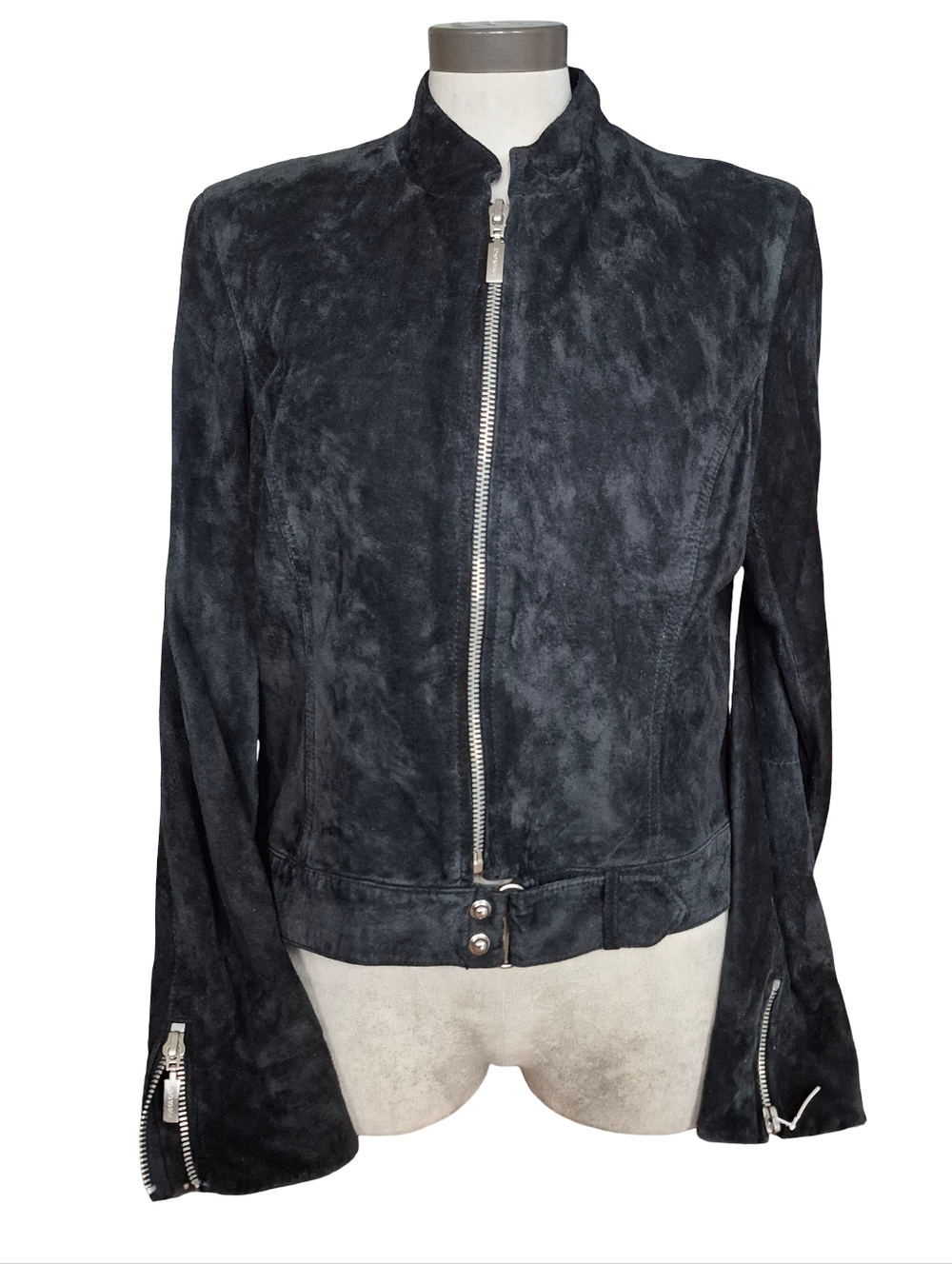 Ideology Womens Size  L Zip Front Suede Leather Jacket Lined